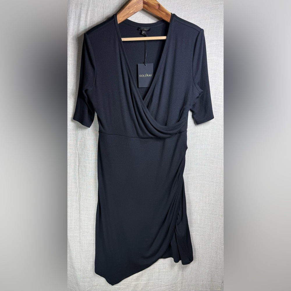🆕 Goldray 96% Modal Black Midi Faux Wrap Dress
Size XL